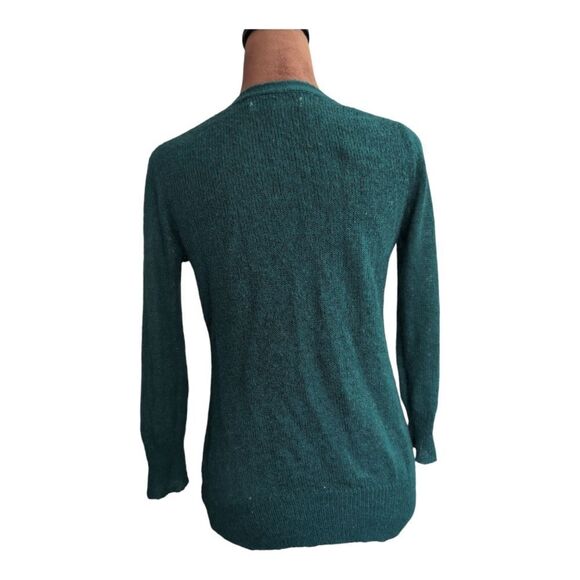 Emerald green mohair wool blend V -neck cardigan 3/4 sleeves size S - Picture 4 of 10